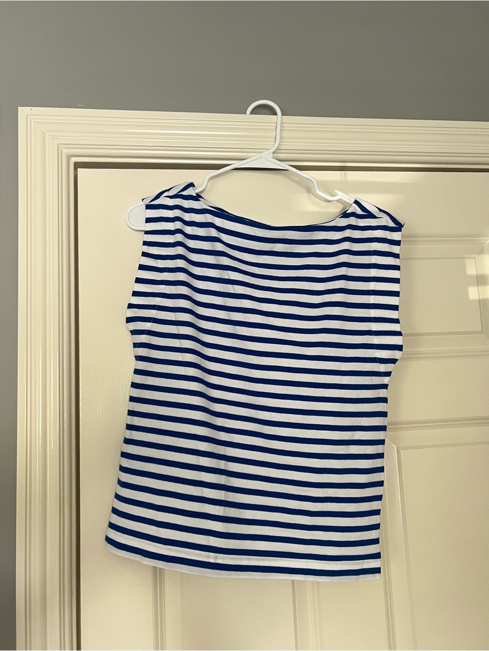 LOFT XS Blue and White Striped Sleeveless Top